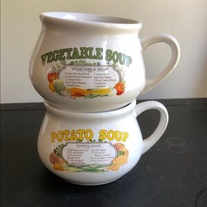 Set of vintage style Vegetable and Potato Soup recipe Mugs